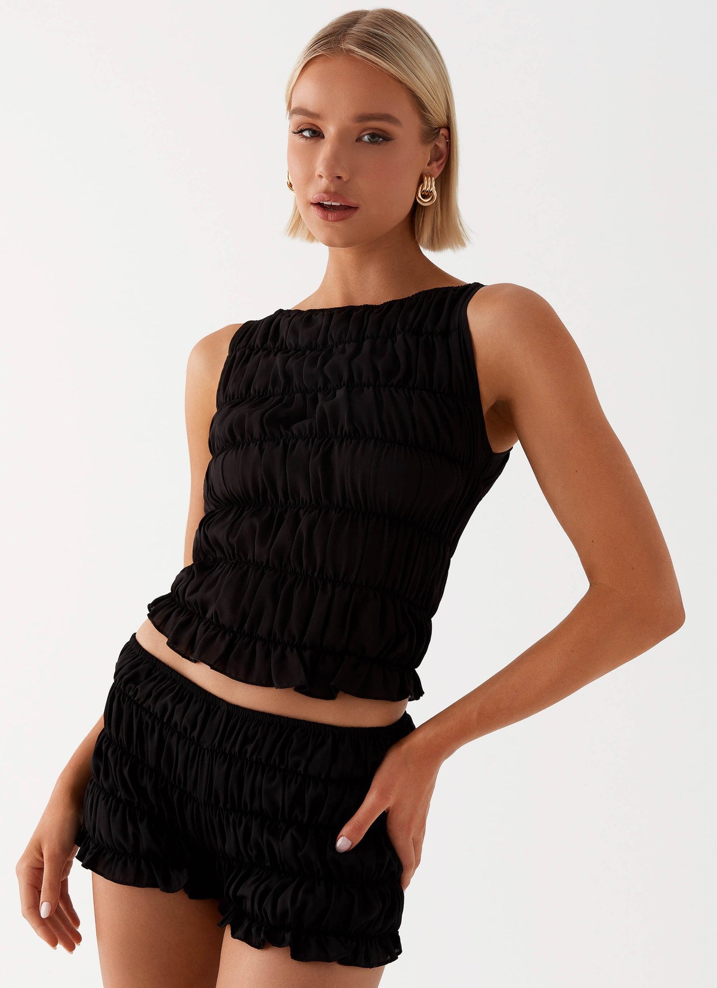 Messina Cropped Ruched Set – Top en Shorts 6
