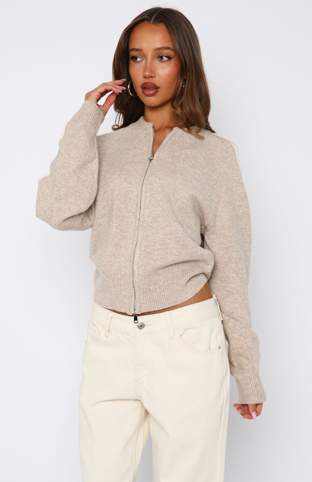 Milla Gebreide Jas | Relaxed Fit Met Streepdetails 1