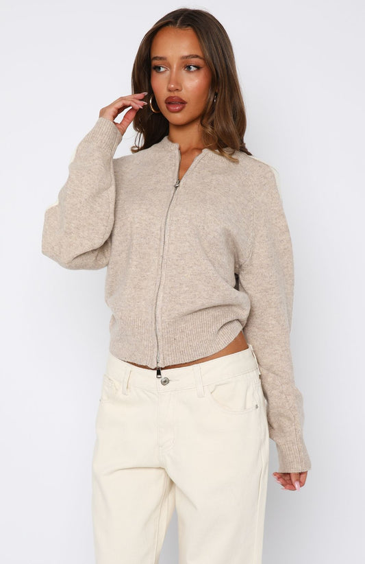 Milla Gebreide Jas | Relaxed Fit Met Streepdetails 1