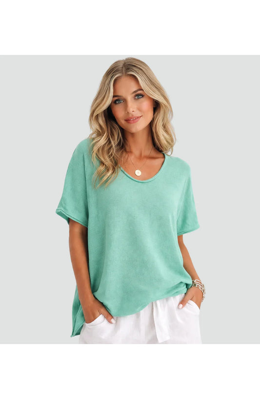 Hortense Dames T-shirt | Ronde V-Hals | Oversized Pasvorm