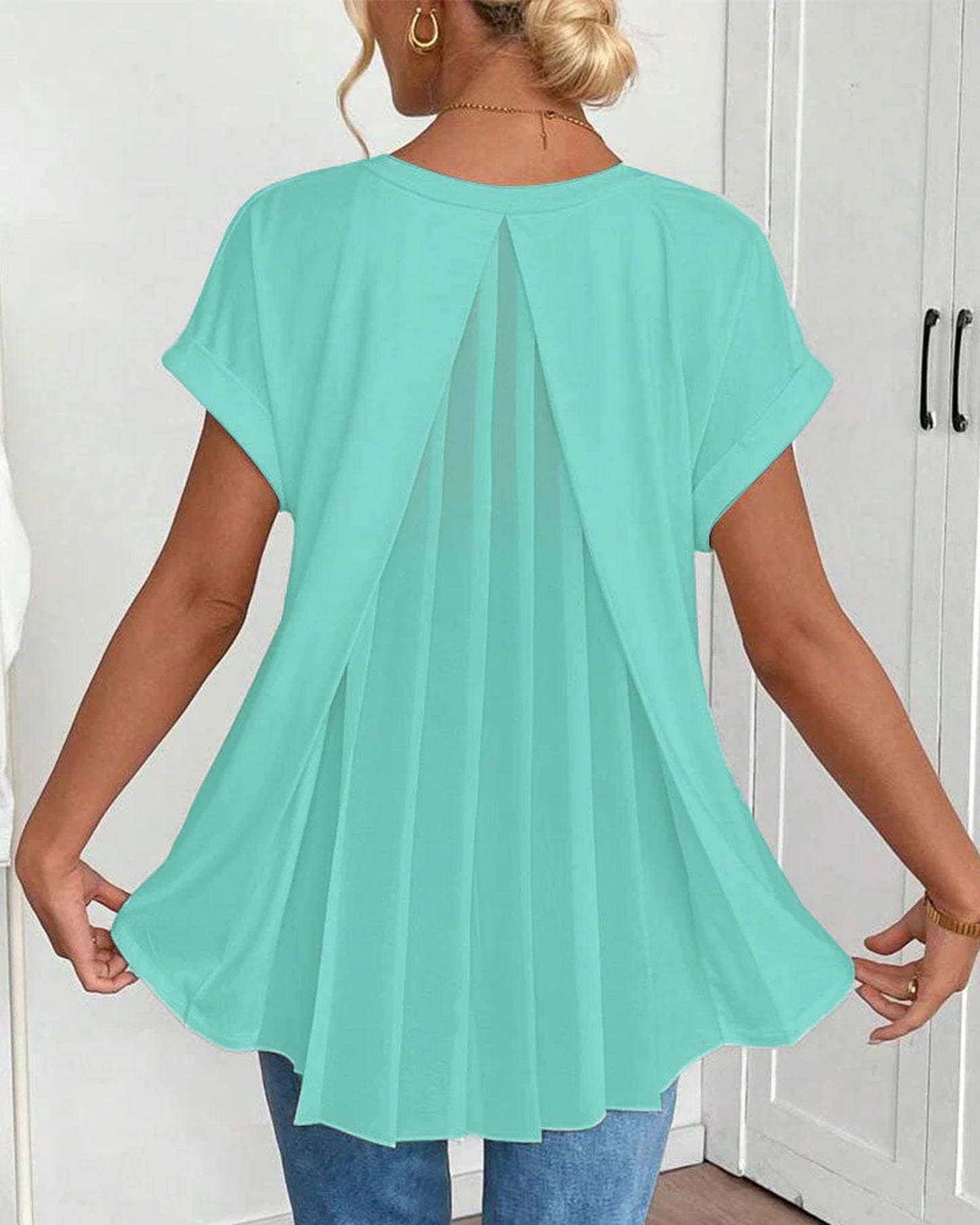 Robine Dames Top | Plooiende Rugdetail | Korte Mouwen