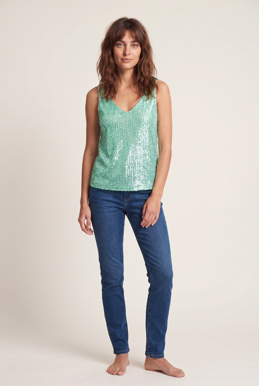 Ludivine Dames Top | Pailletten | V-Hals