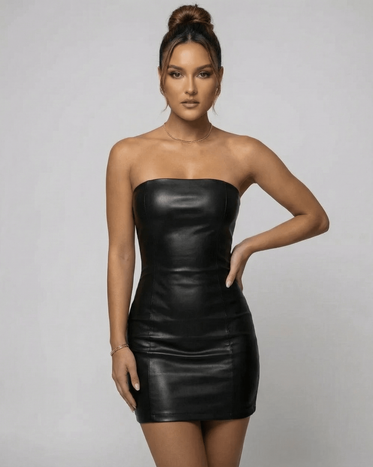 Mirella Mini Jurk | Strapless | Potloodsilhouet | Matte PU 0