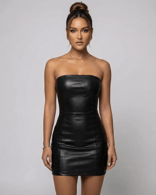 Mirella Mini Jurk | Strapless | Potloodsilhouet | Matte PU 1