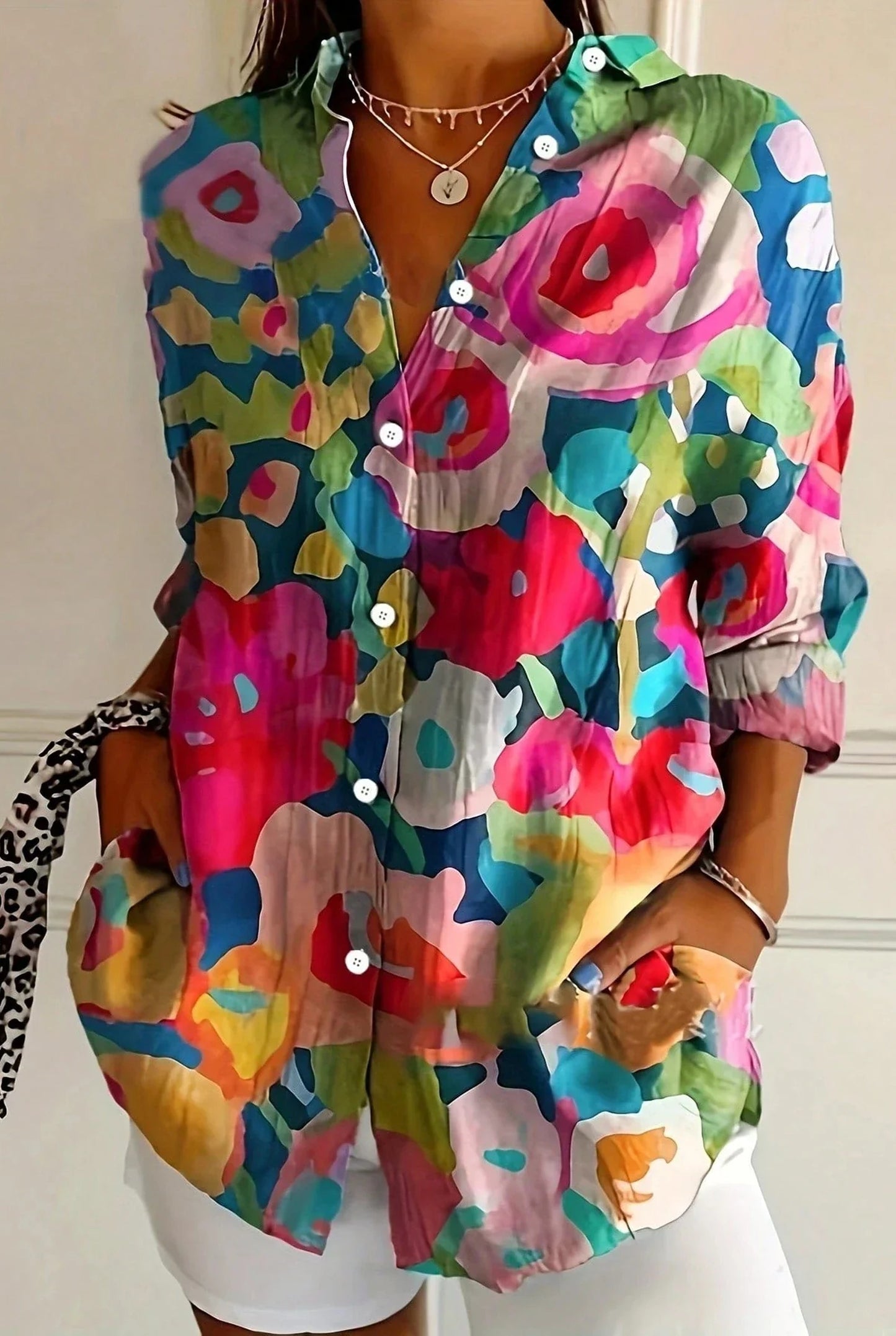Bernarde Dames Top | Geschilderde Bloemenprint | Oversized Pasvorm