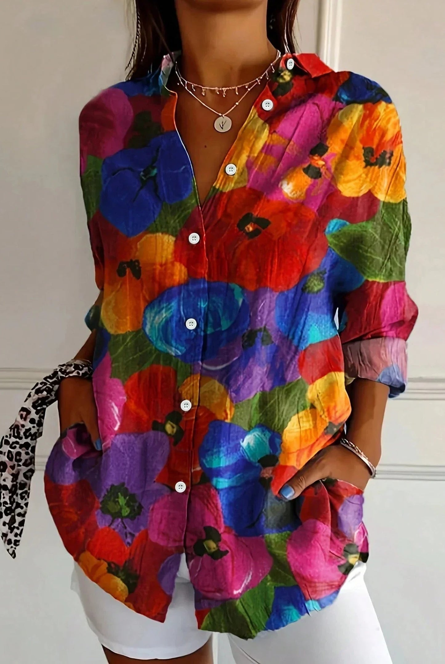 Bernarde Dames Top | Geschilderde Bloemenprint | Oversized Pasvorm