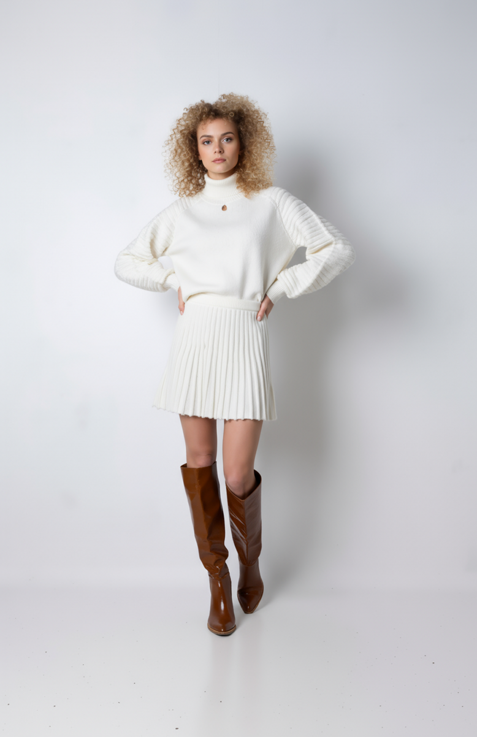 Vigdis Gebreide Set | Luxe Trui met Elegante Rok