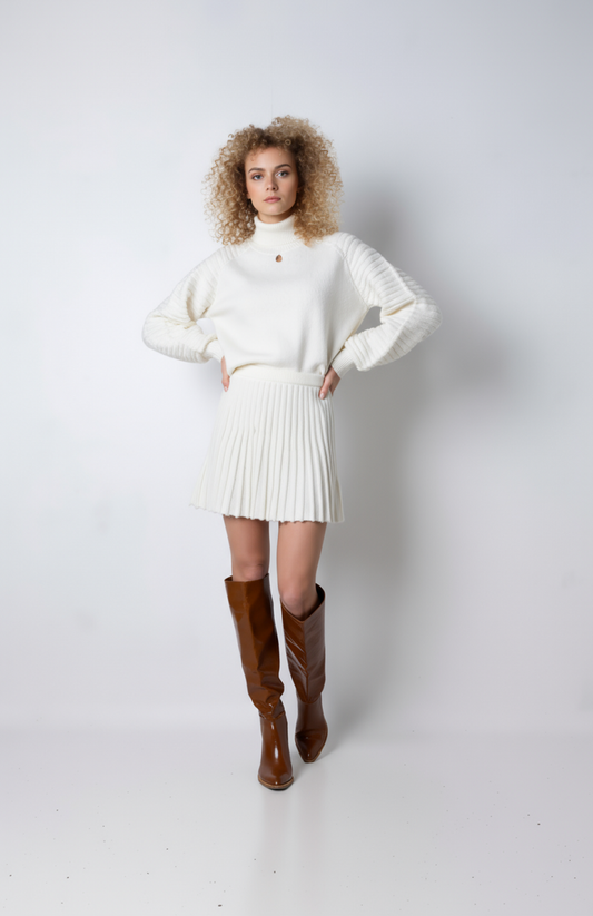 Vigdis Gebreide Set | Luxe Trui met Elegante Rok