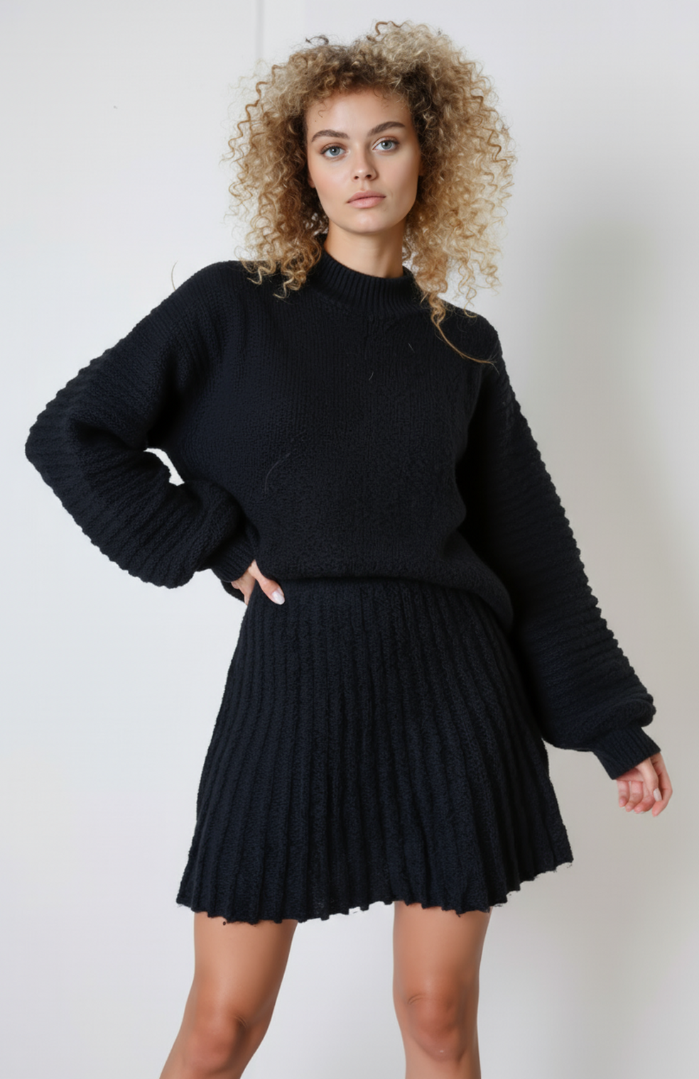 Vigdis Gebreide Set | Luxe Trui met Elegante Rok