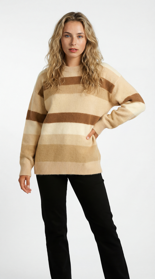 Dames Trui | Gestreept | Zacht Gebreid | Comfort Fit