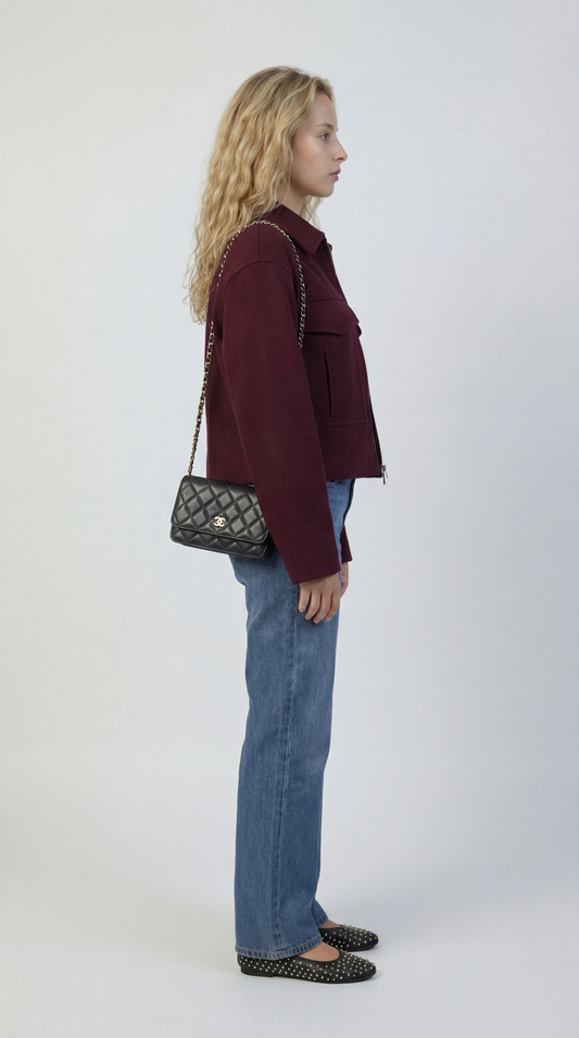 Dames Jas in Bordeaux Rood | Tijdloos Design met Verfijnd Detail