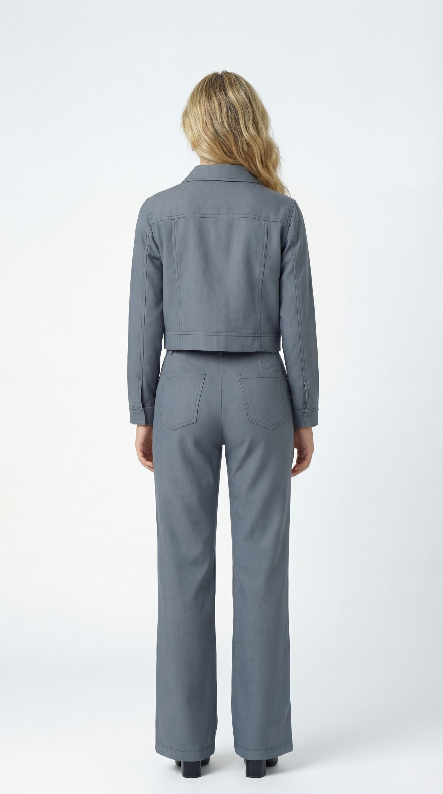Dames Co-Ord Set | Cropped Jacket met Rits | Rechte Broek | Minimalistische Look