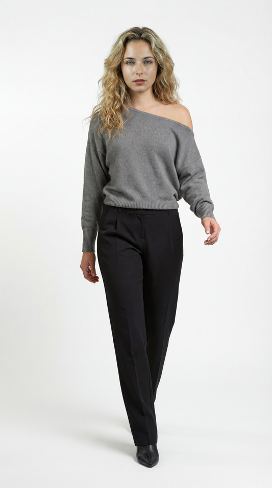 Dames Trui | Off-Shoulder | Fijngebreid | Elastische Boord