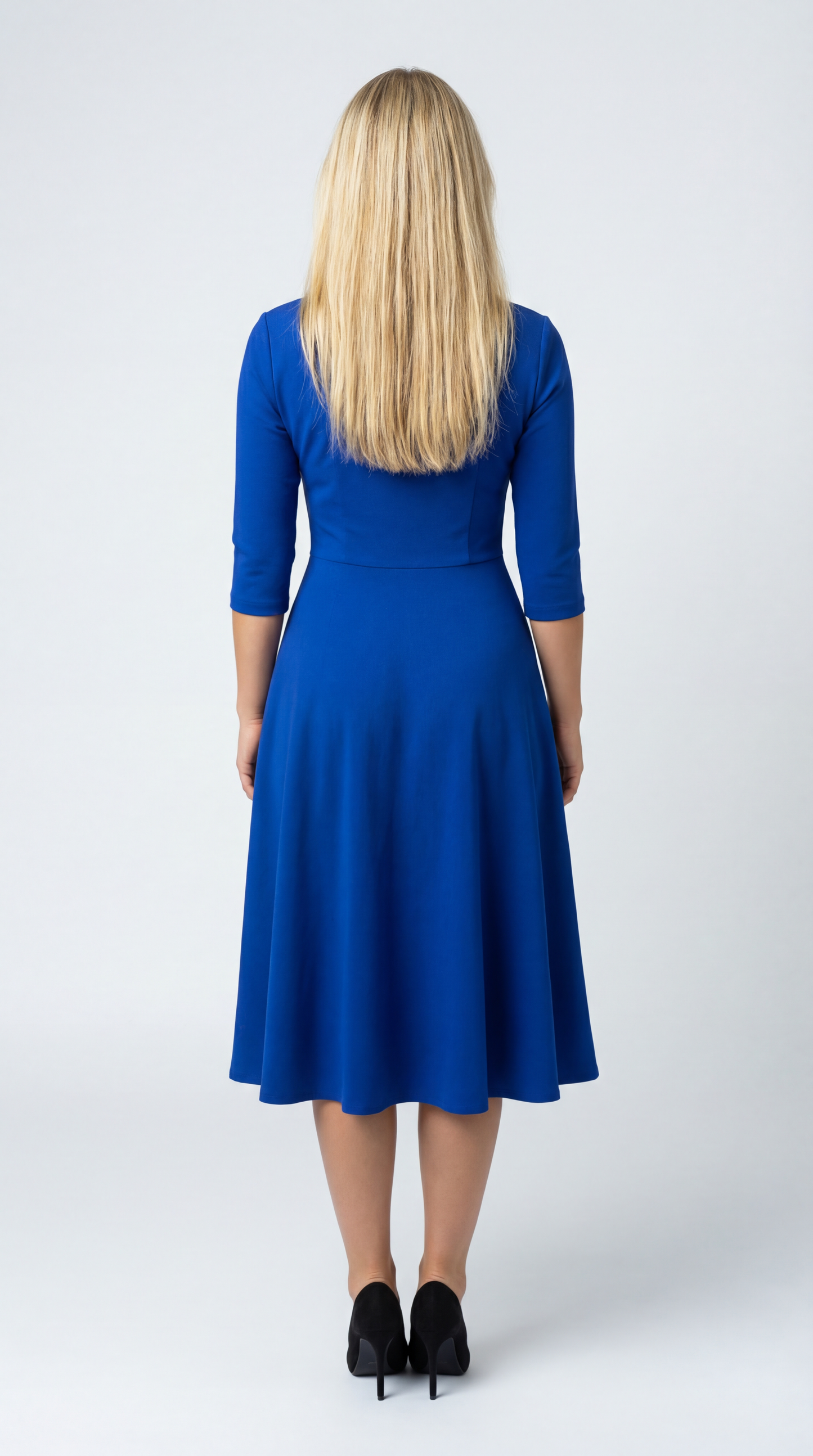 Mireille Midi Dress | A-Line | Deep V-Neck and Three-Quarter Sleeves