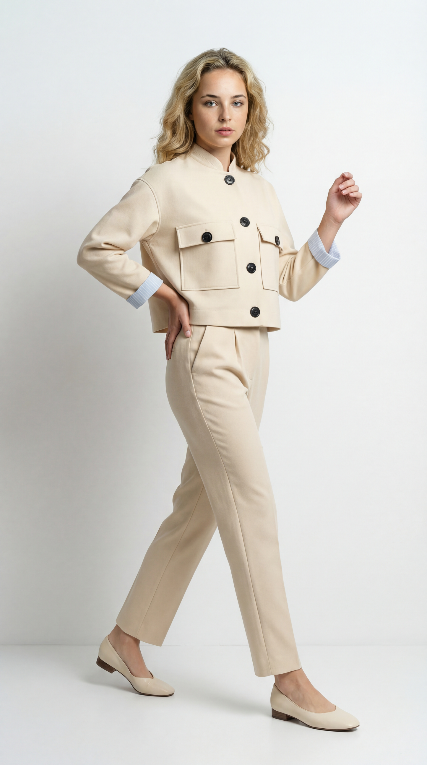 Domelia Women's Co-Ord Set | Cropped Jacket & Straight Pants