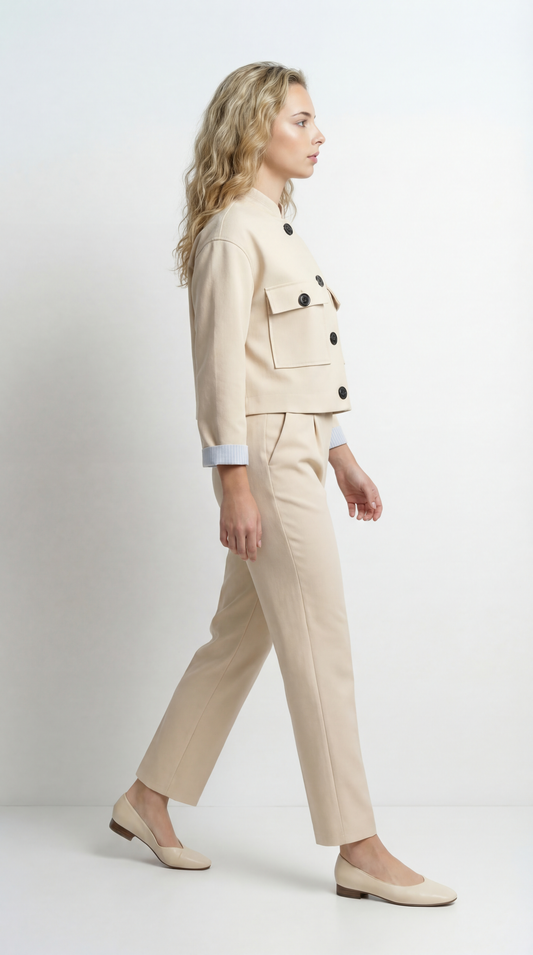 Domelia Dames Co-Ord Set | Cropped Jack & Rechte Broek