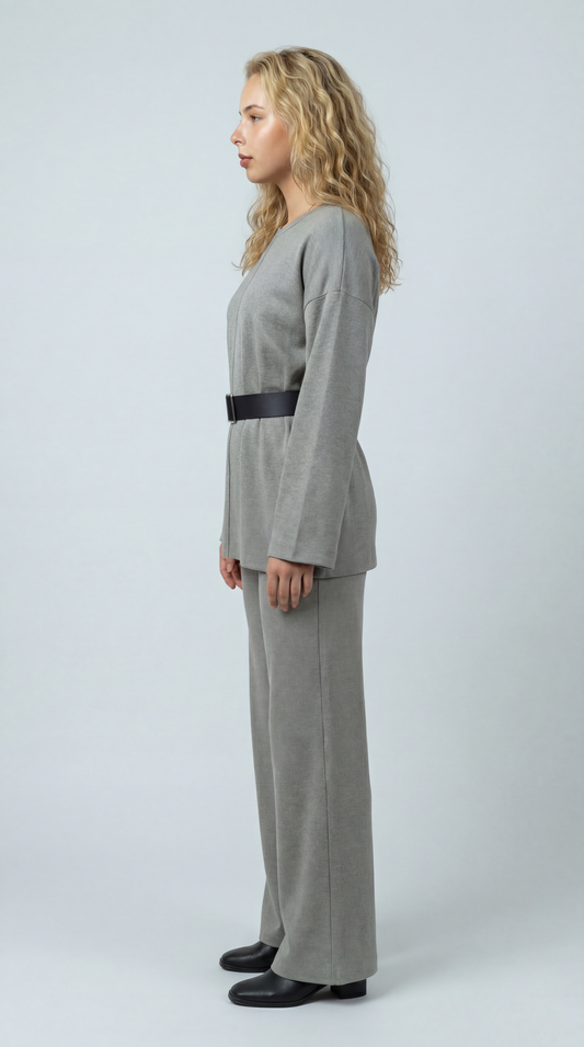 Anna Tweedelige Set Dames | Wijde Broek | Minimalistisch Ontwerp | Brede Tailleband