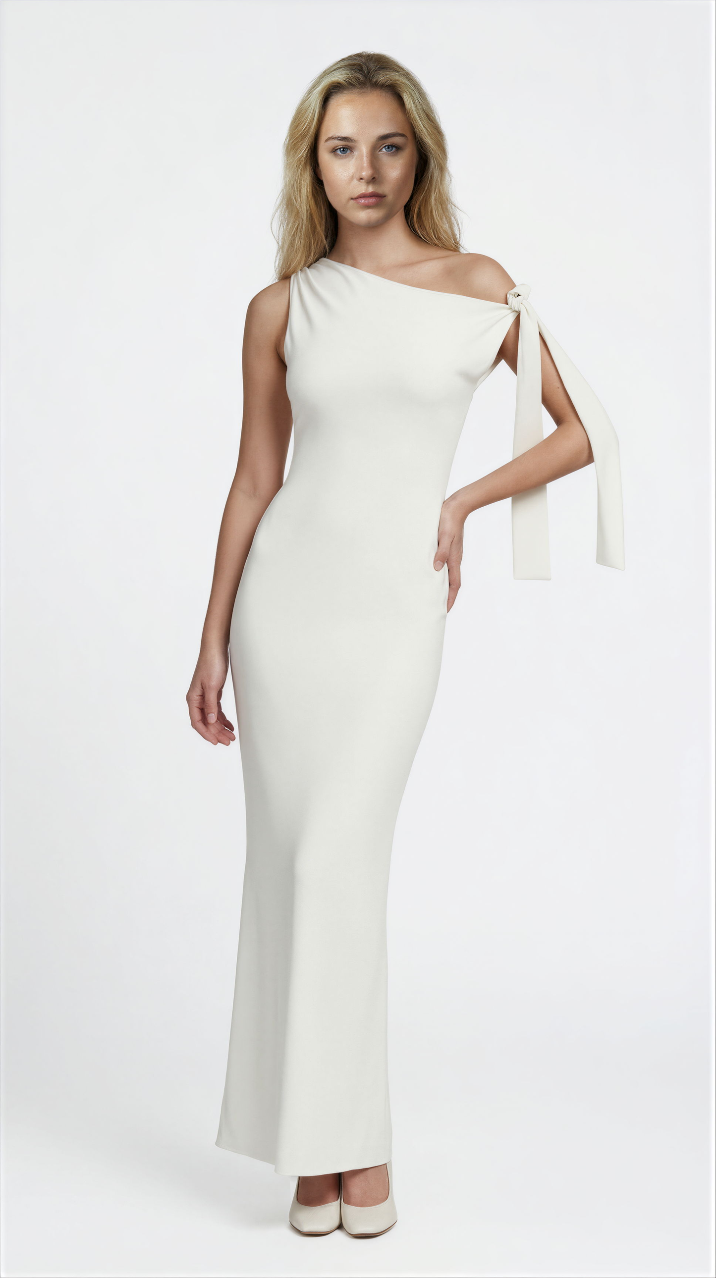 Orietta Dames Avondjurk | One Shoulder | Maxi Lengte | Strikdetail