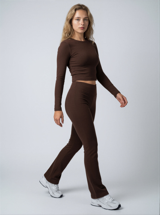 Dames Broek | Flared Legging | High Waist | Stretch Fit | Comfort Basic