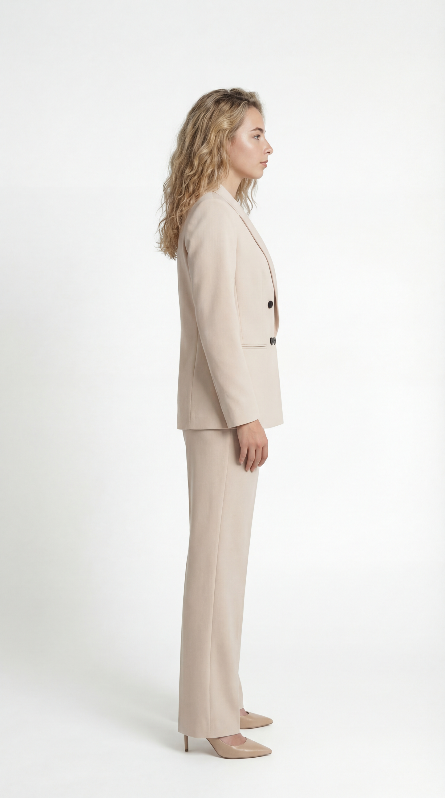 Bathilde Dames Blazerpak | Blazer & Wide Leg Pantalon | Beige