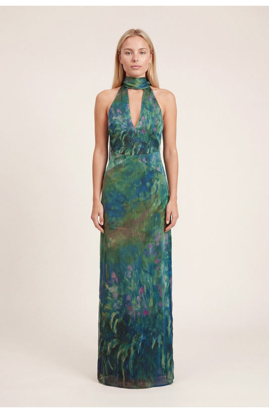 Dames Maxi Jurk | Halternek | Open Rug | Bloemenprint