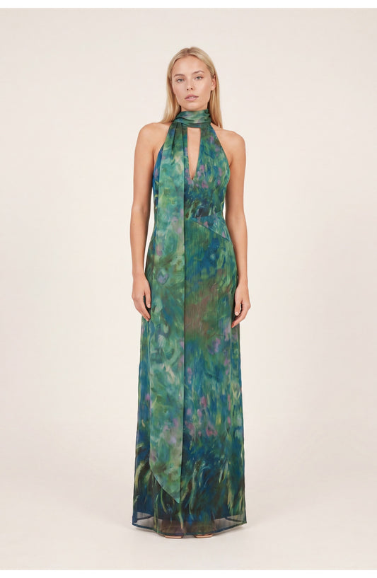 Dames Maxi Jurk | Halternek | Open Rug | Bloemenprint