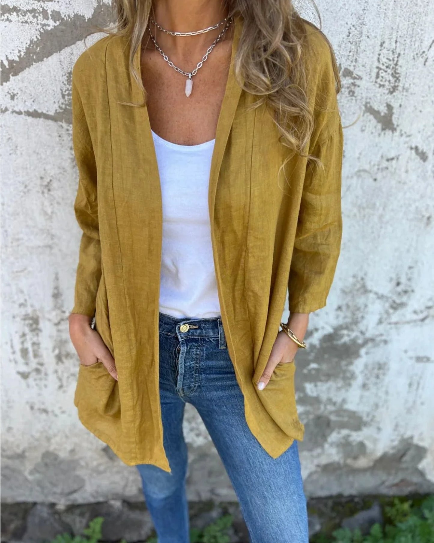 Elettra Dames Vest | Lange Mouwen | Overhemdkraag