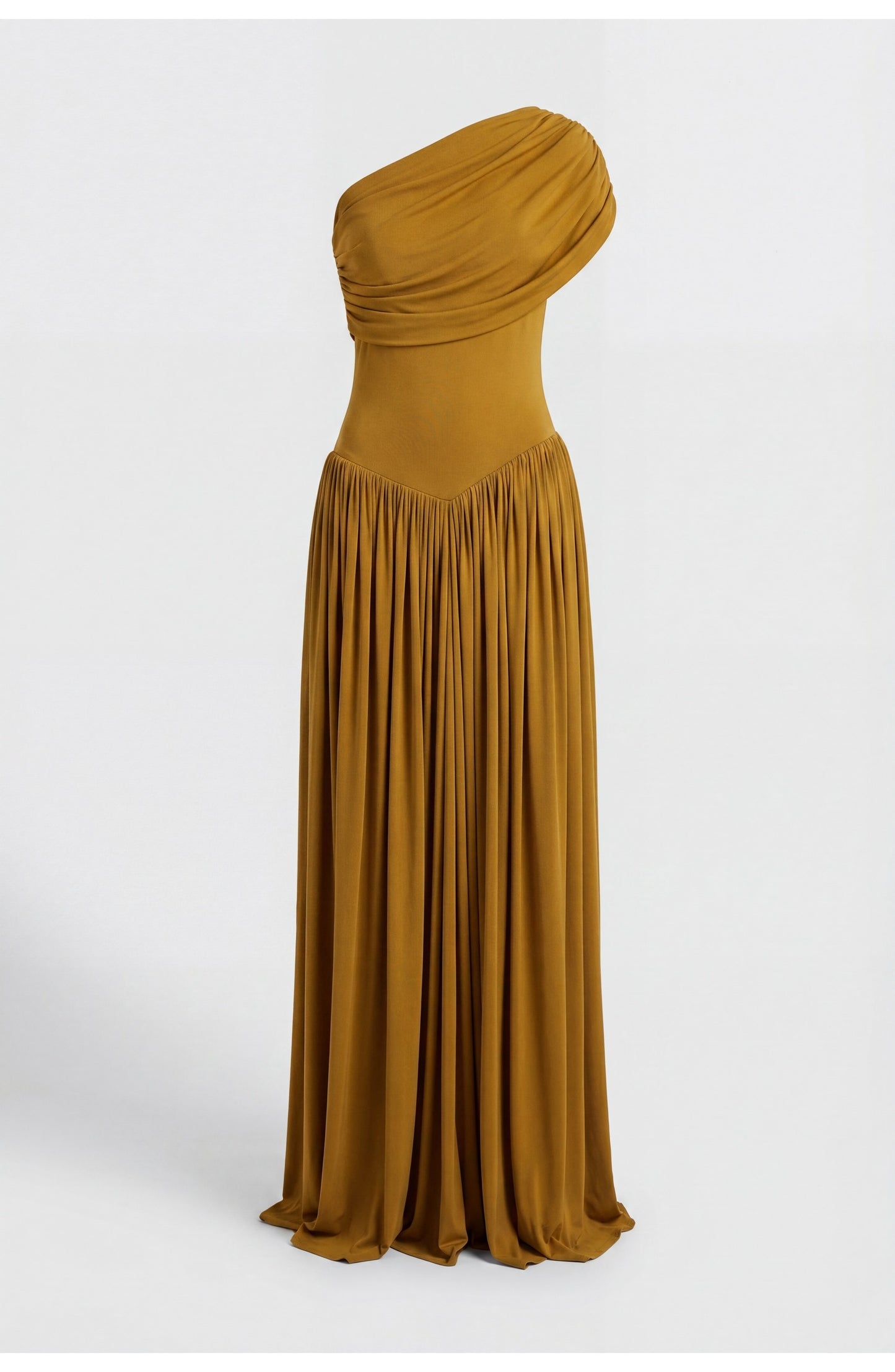 Dames Maxi Jurk | Off-Shoulder Drapering | Geplooide Rok