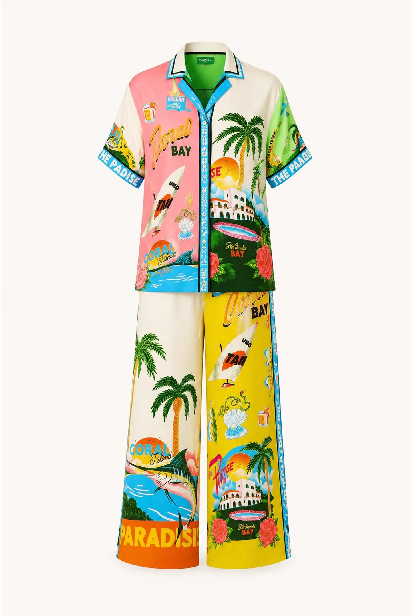 Élisa Dames Co-ord Set | Tropisch Print | Wijde Broek