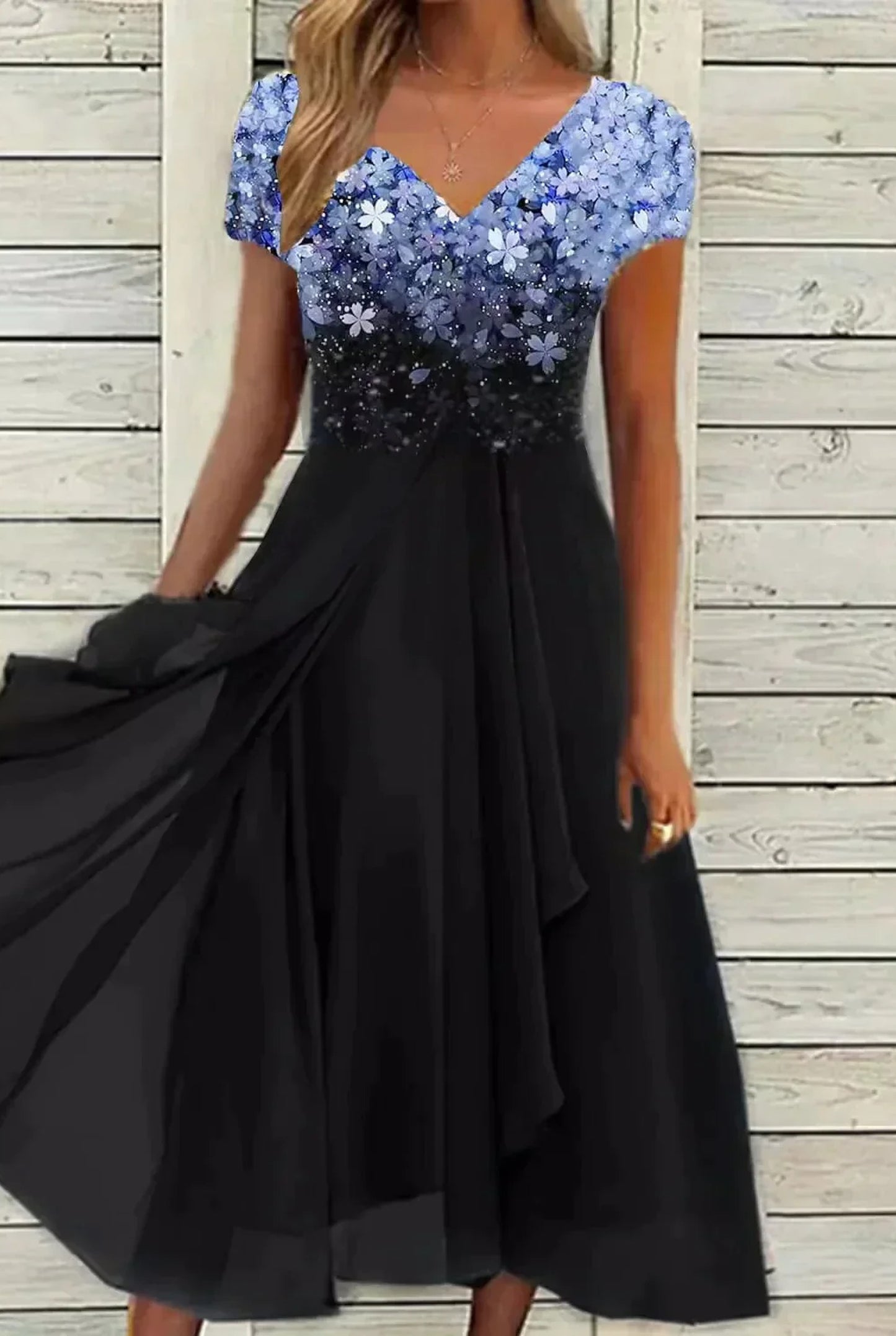 Marcia Dames Midi Jurk | Bloemenprint | Ombre Kleurverloop