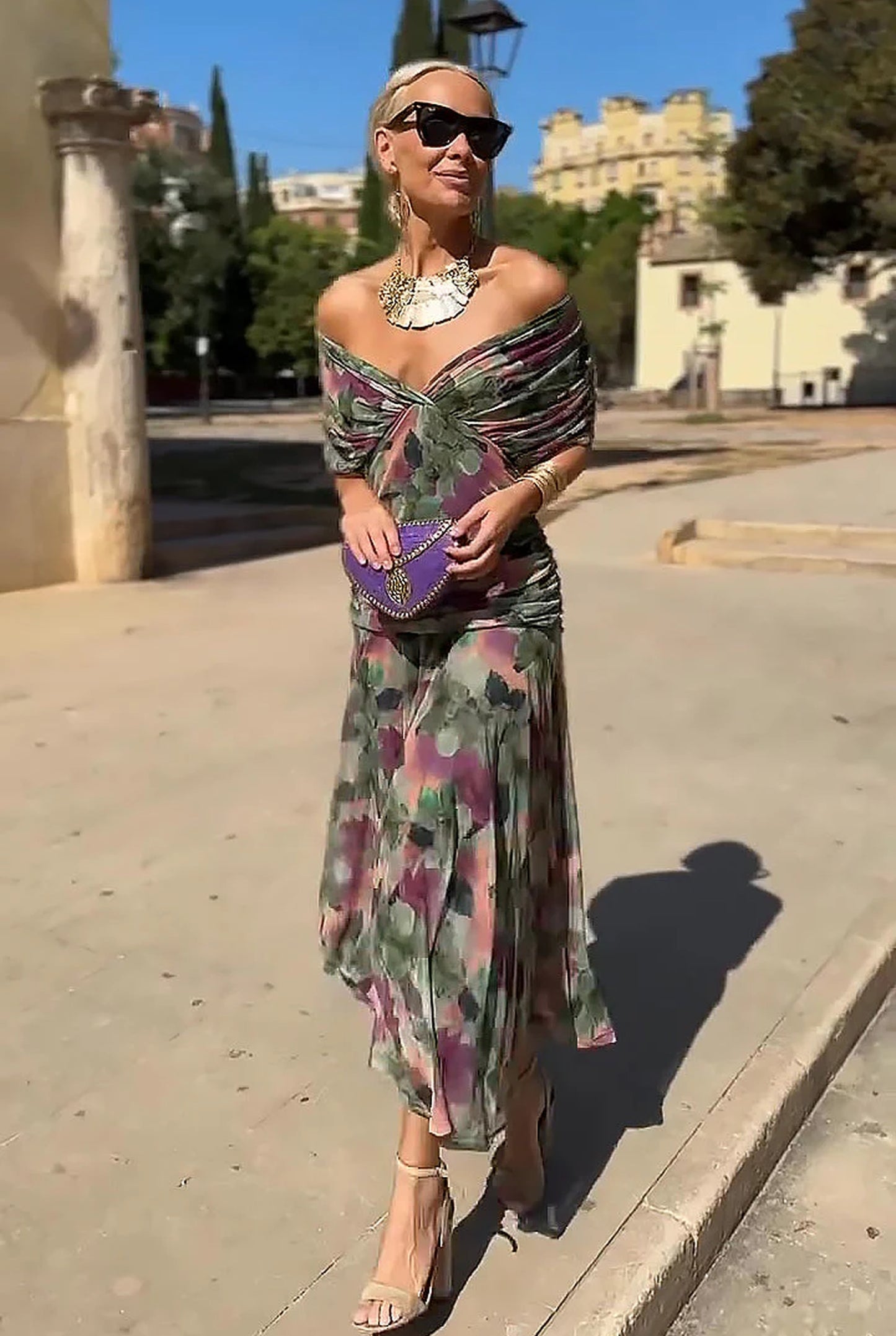 Louisette Women's Maxi Dress | Off-Shoulder | Layered Tulle