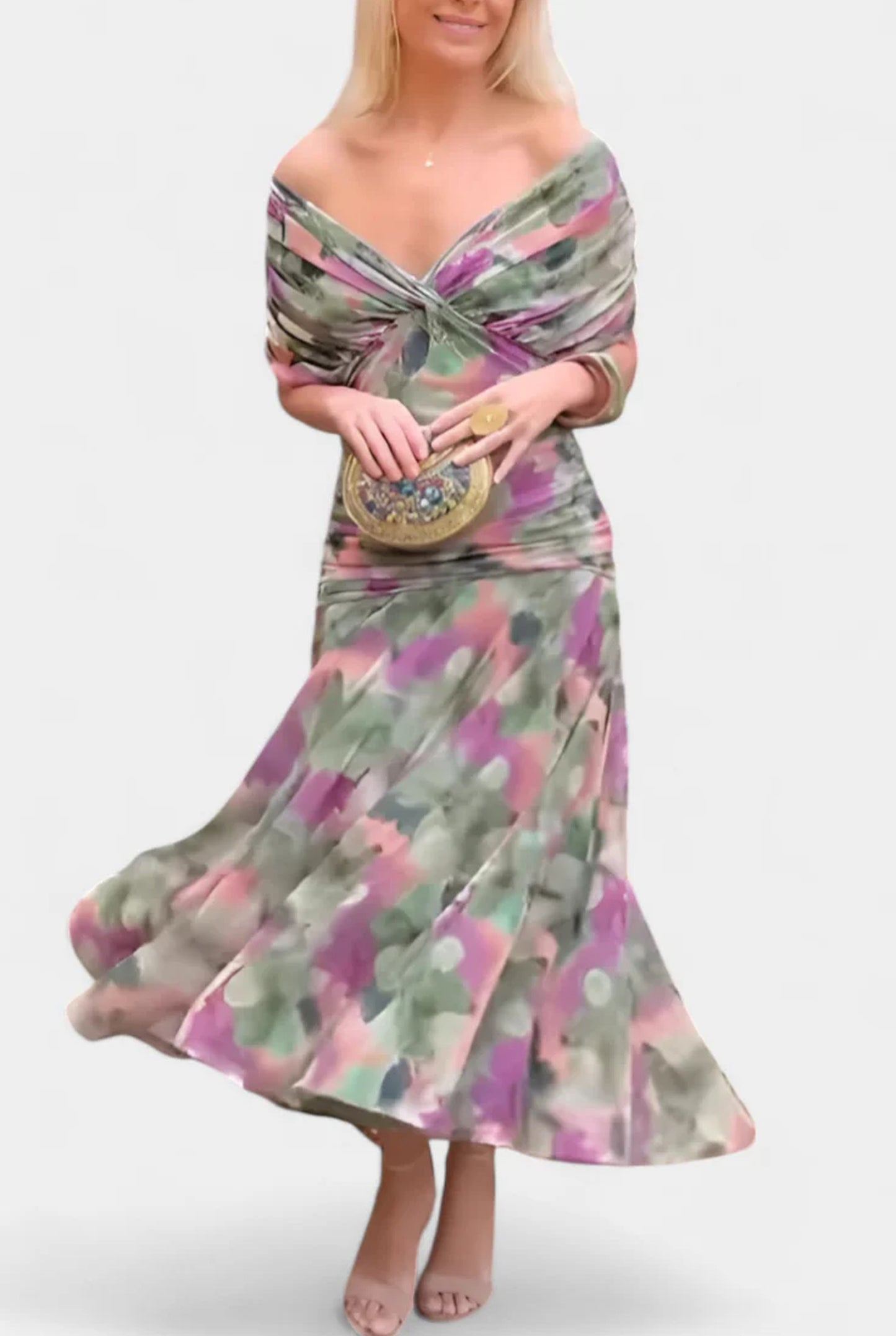 Lorraine Ladies Maxi Dress | Off-Shoulder Strapless | Ruched Waist