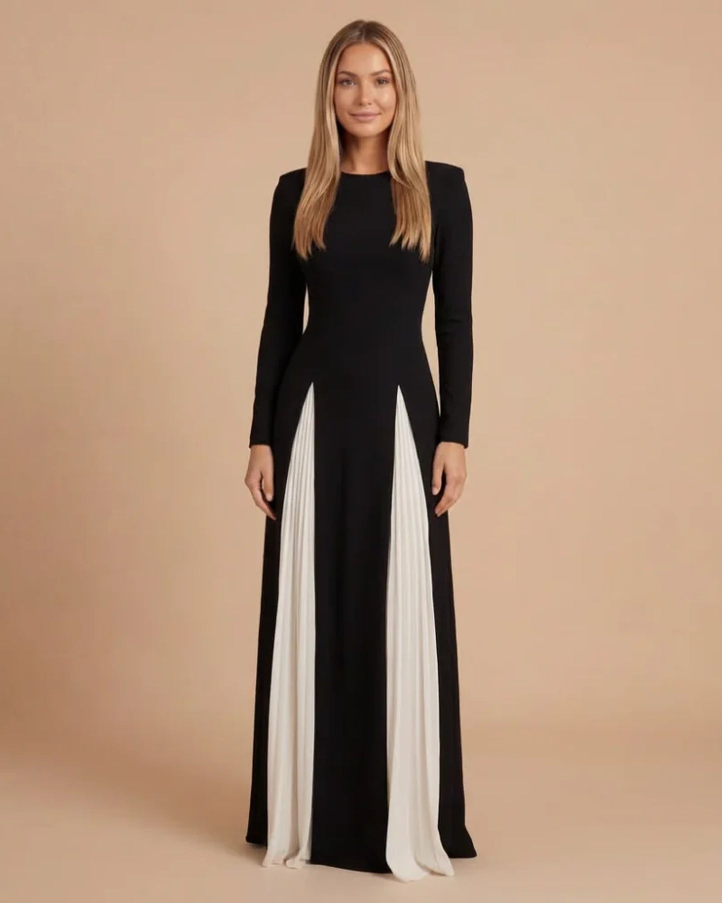 Dames Maxi Jurk | Sweetheart Hals | Zwart-Wit