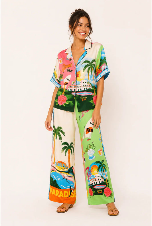 Élisa Women's Co-ord Set | Tropical Print | Wide Pants