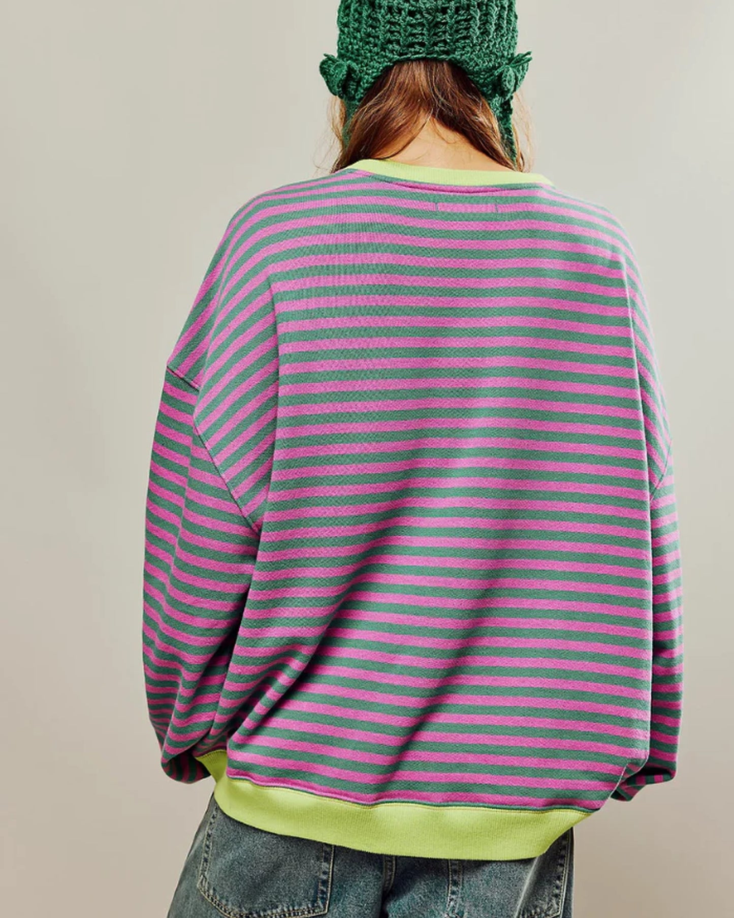 Bathildis Dames Top | Gestreept Patroon | Contrasterende Boord
