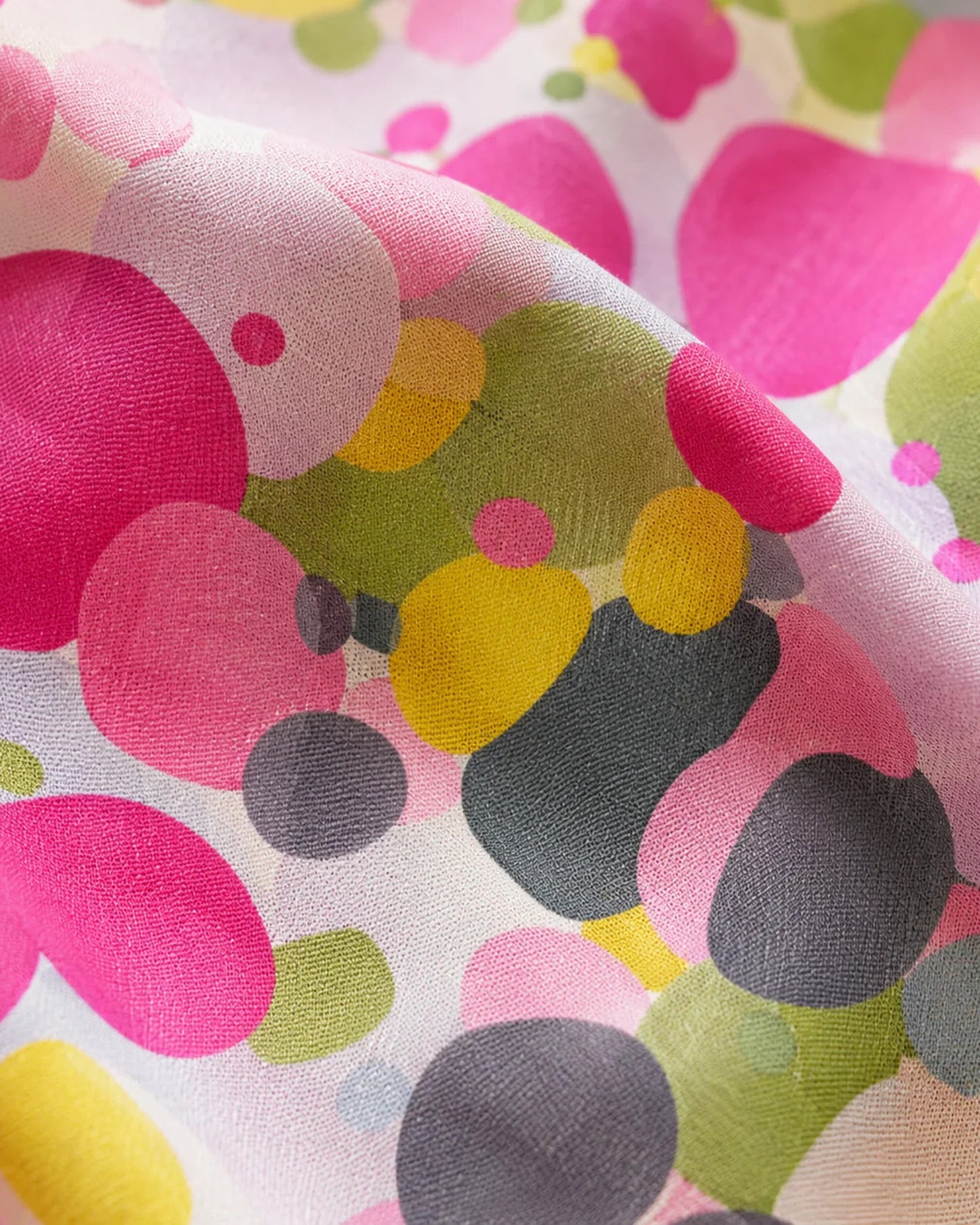 Aimée-Marceline Dames Midi Jurk | Gekleurde Stippenprint | Korte Mouwen