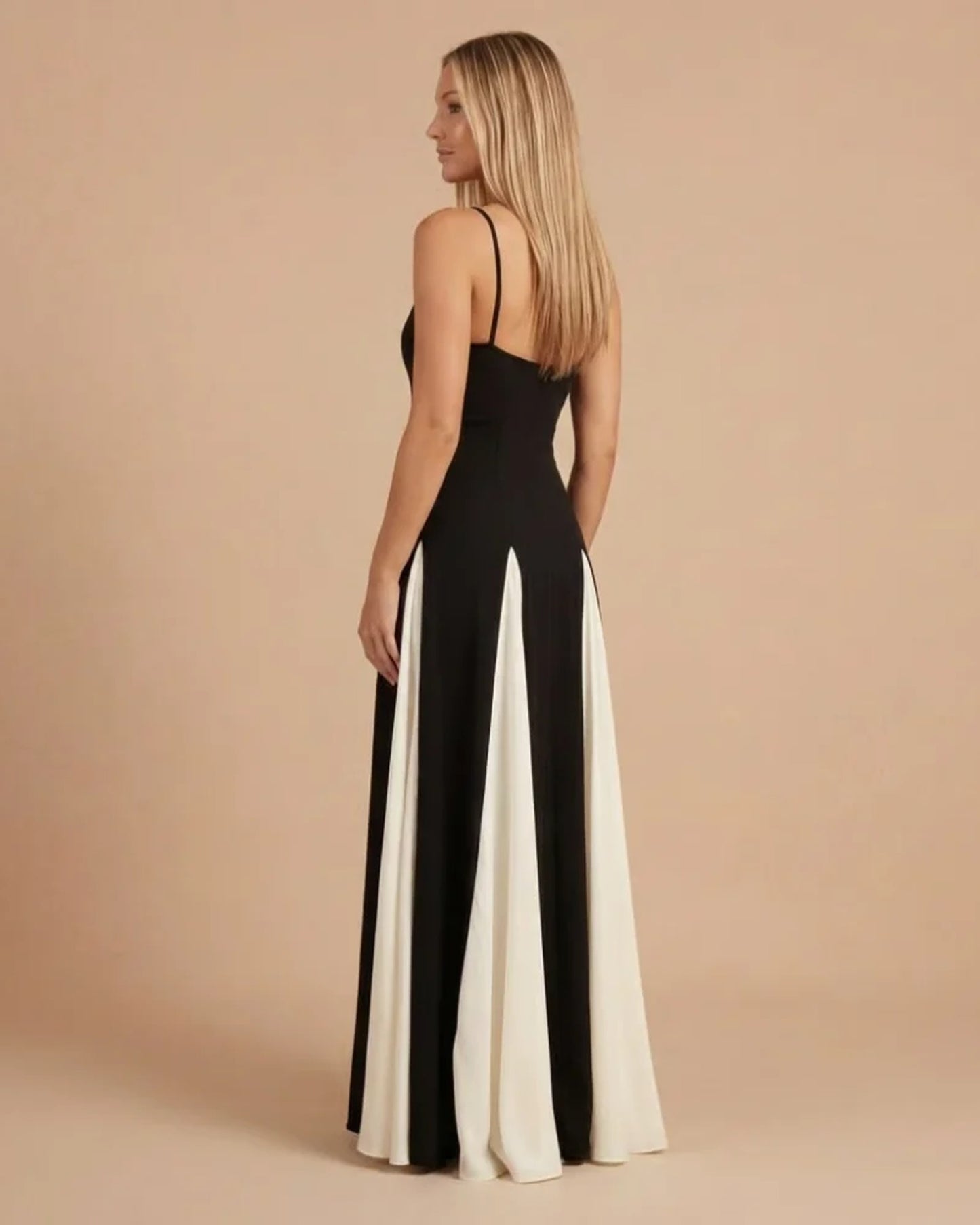 Dames Maxi Jurk | Sweetheart Hals | Zwart-Wit