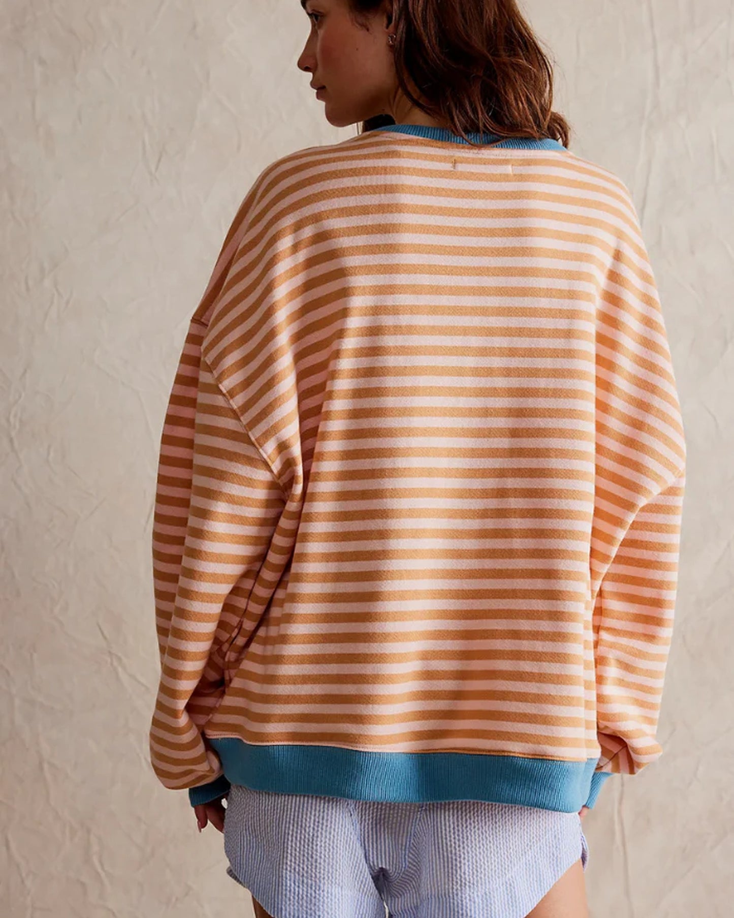 Bathildis Dames Top | Gestreept Patroon | Contrasterende Boord