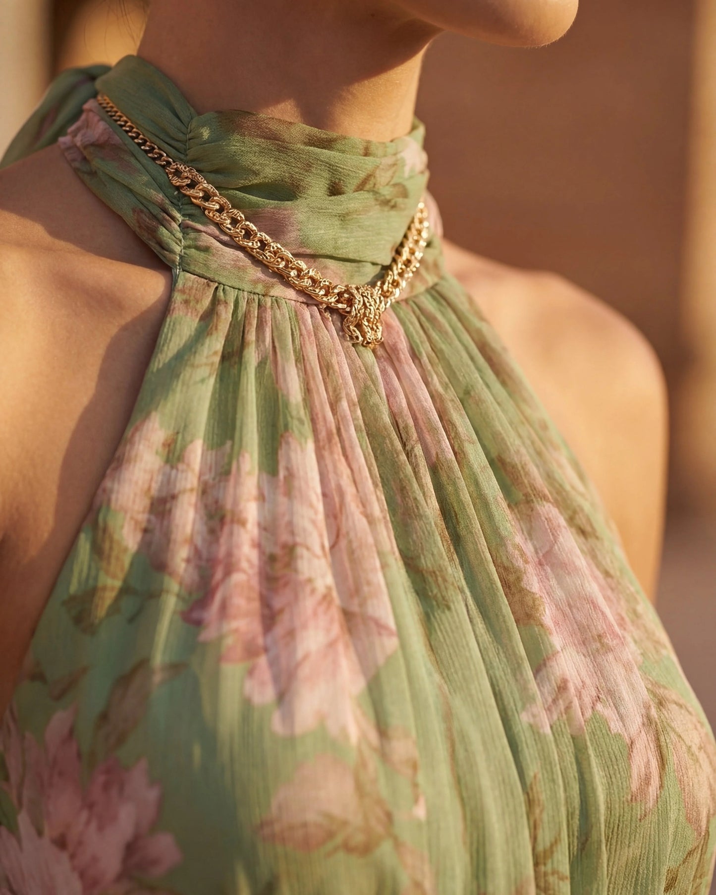 Walburge Dames Midi Jurk | Halterneck | Bloemenprint