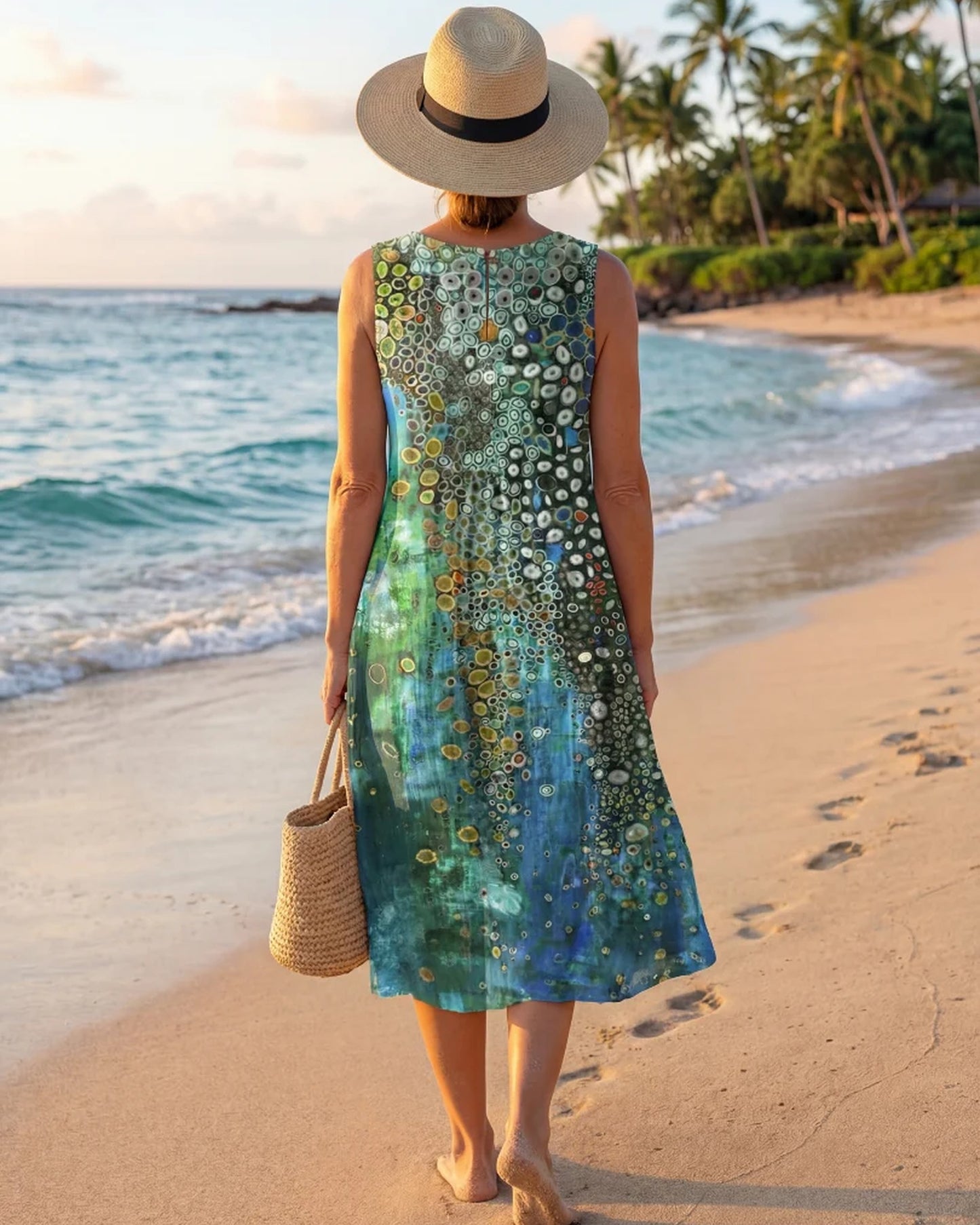 Alida Dames Midi Jurk | Multicolor Bloemenprint | Mouwloos