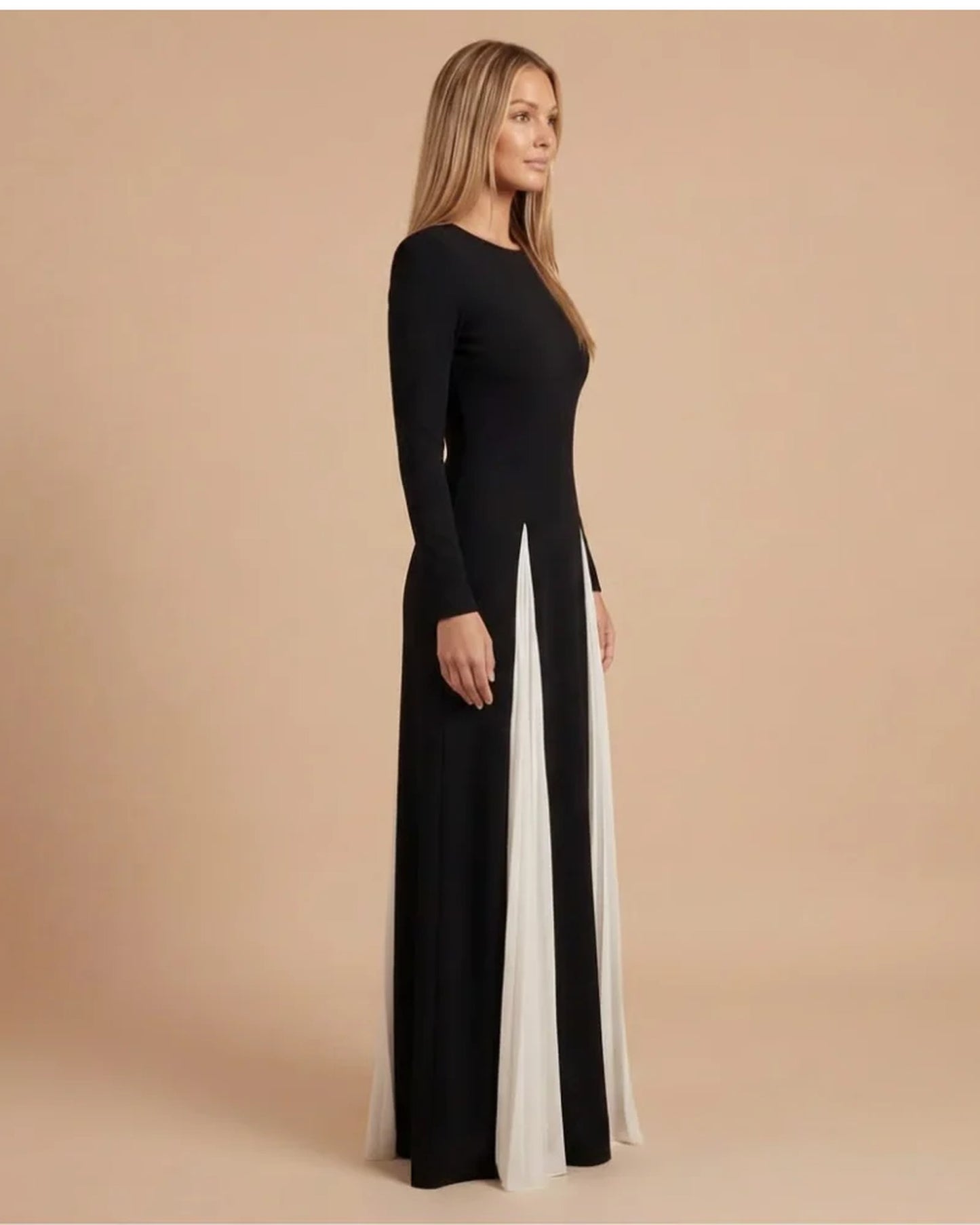 Dames Maxi Jurk | Sweetheart Hals | Zwart-Wit