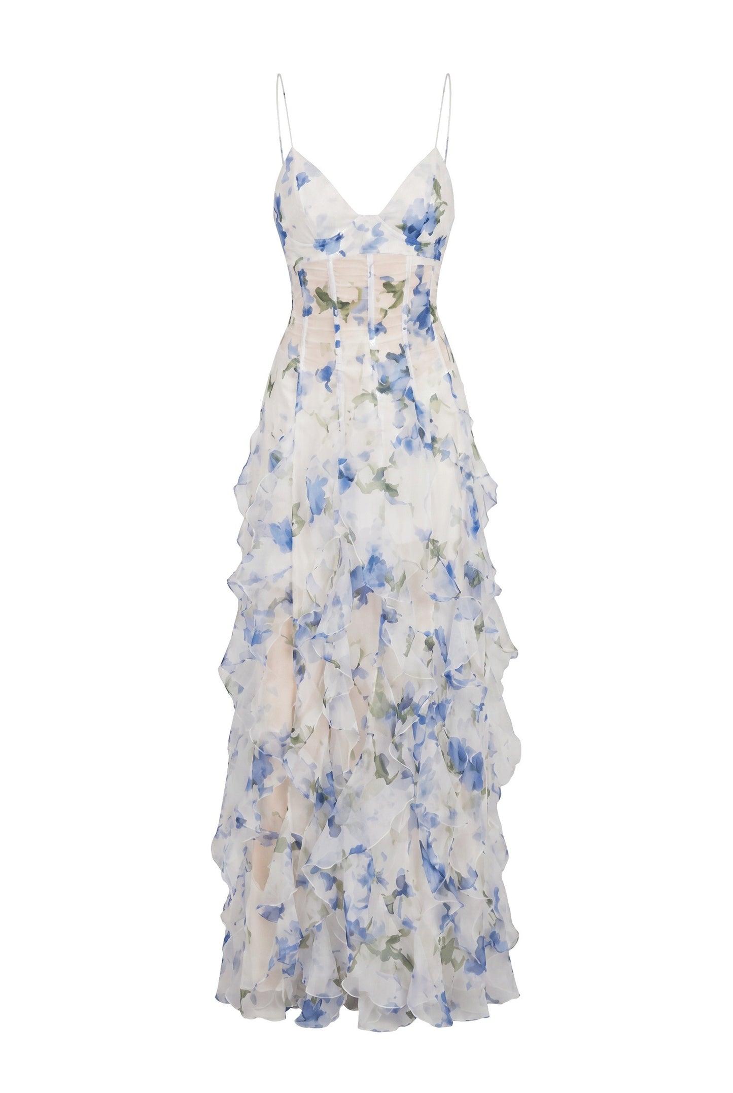 Dames Maxi Jurk | Gelaagde Ruches | Open Rug
