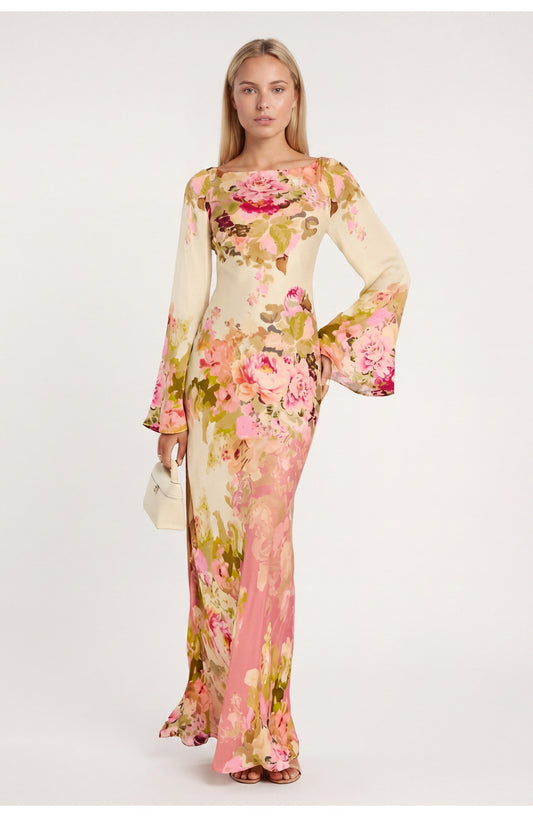 Women's Maxi Dress | Floral Print | Wide Sleeves