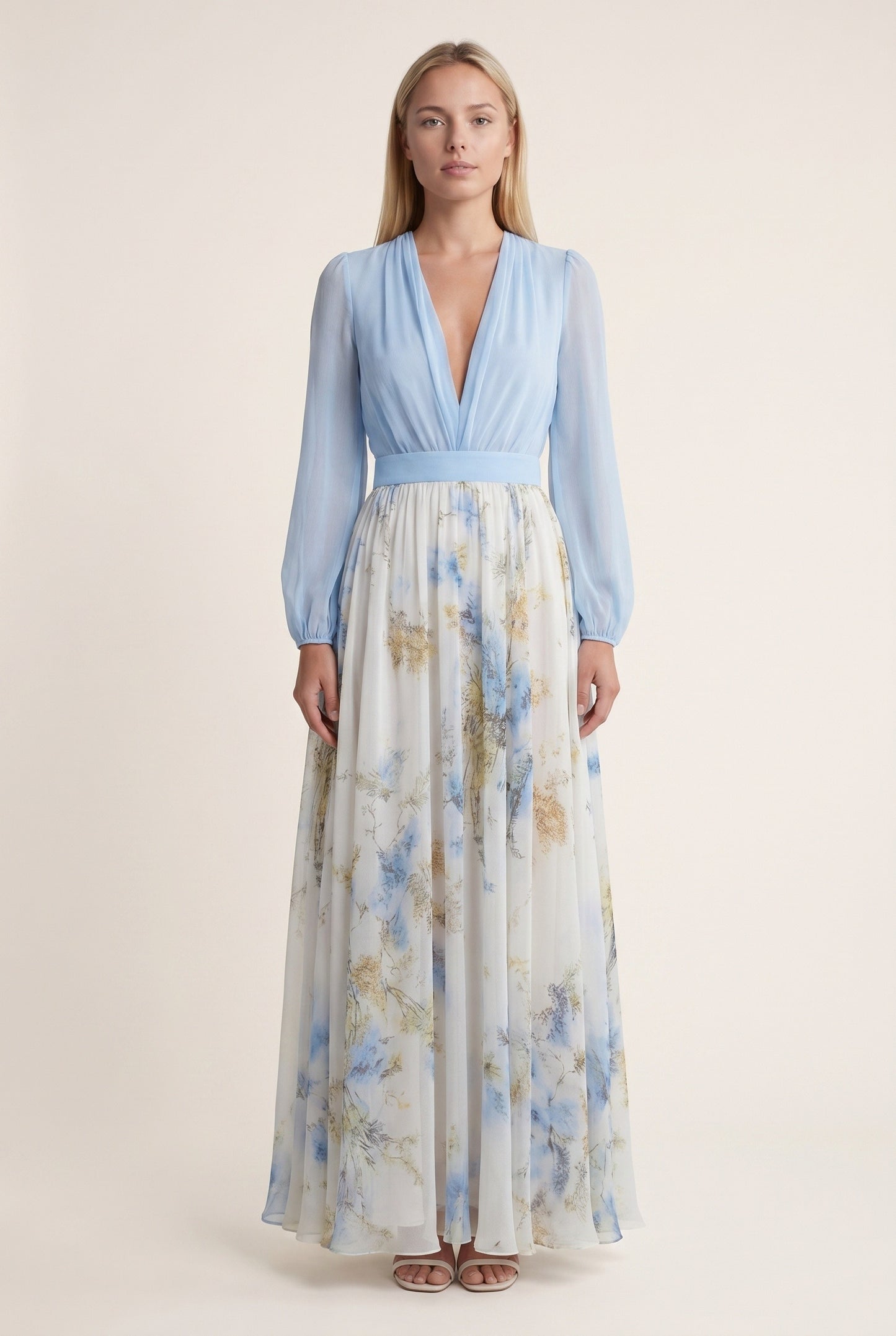 Dames Maxi Jurk | Diepe V-Hals | Bloemenprint