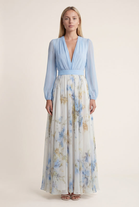 Dames Maxi Jurk | Diepe V-Hals | Bloemenprint