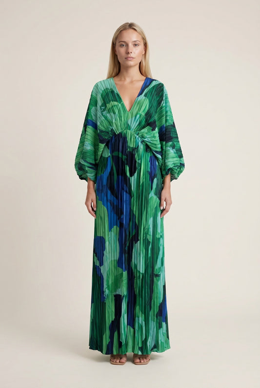Dames Maxi Jurk | Diepe V-Hals | Strikdetail Taille
