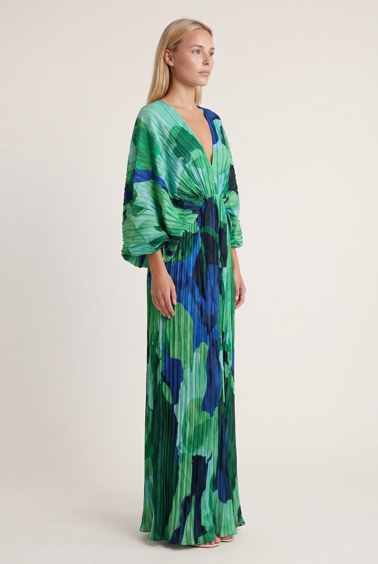 Dames Maxi Jurk | Diepe V-Hals | Strikdetail Taille