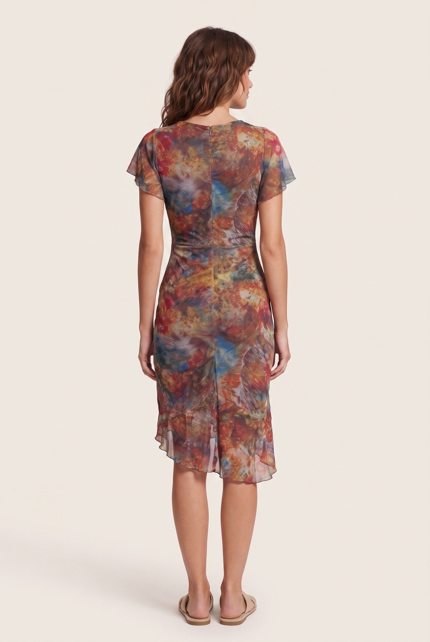 Dames Midi Jurk | Diepe V-Hals | Gedrapeerde Ruching