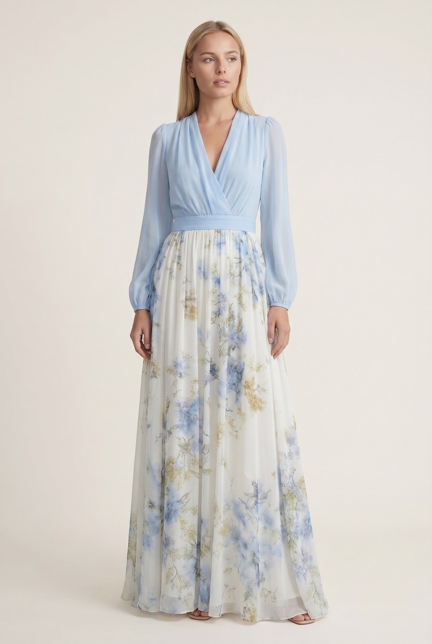 Dames Maxi Jurk | Diepe V-Hals | Bloemenprint