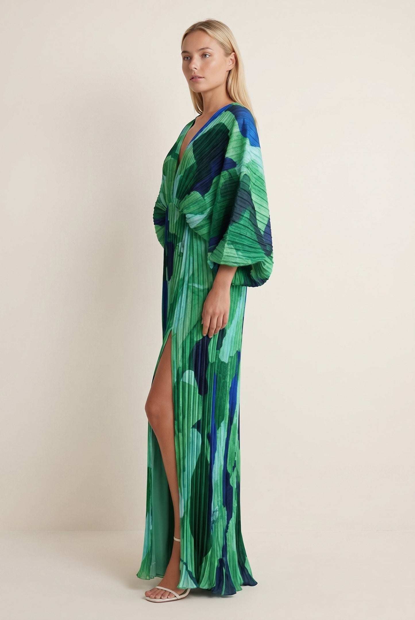 Dames Maxi Jurk | Diepe V-Hals | Strikdetail Taille